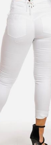 High waist butt lift lace back stretch skinny jean - Picture 1 of 4